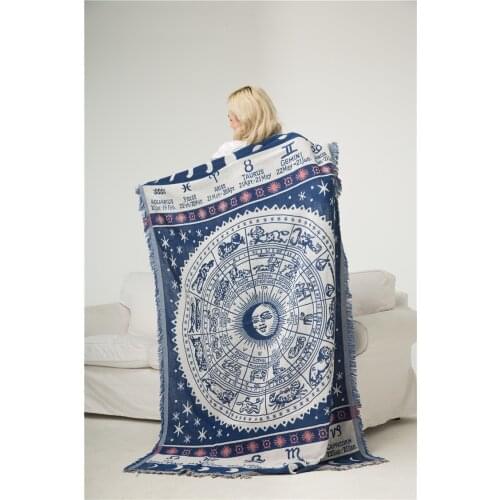 Constellation Large sofa blanket Cotton Comping Hiking Carpet warm Bedspread tarot altar Tablecloth