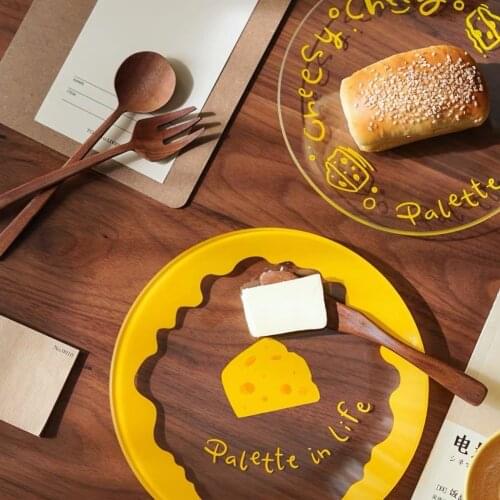 Glass Plate Breakfast Dessert Mesas Dulces トレイ Original Strength High Temperature Resistance Taart Standaard Assiette Or