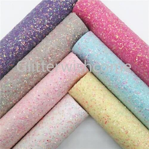 Glitterwishcome 21X29CM A4 Size Glitter Fabric, Chunky Glitter Leather, Faux PU Leather fabric Vinyl for Bows, GM530A