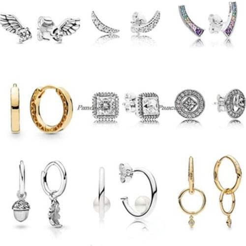 Authentic 925 Sterling Silver Earring Timeless Elegance With Zirconia Stud Earrings For Women Wedding Gift Pandora Jewelry