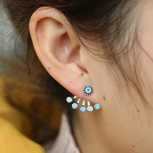 2021 Turkish Evil Eye Earring Jewelry For Women 925 Sterling Silver Paved CZ Turquoises Stone Piercing Gorgeous Fashion Earrings