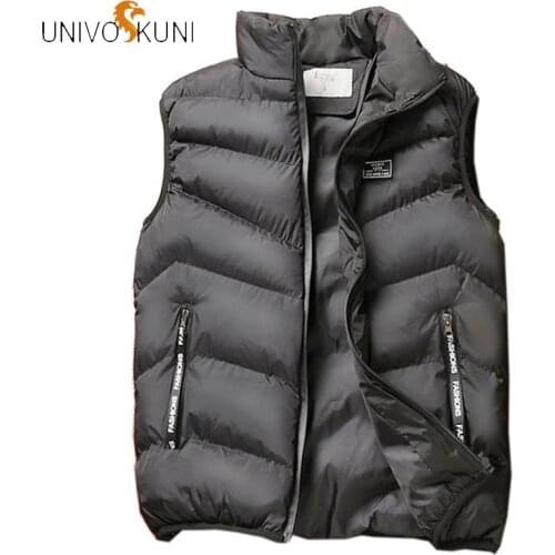 UNIVOS KUNI Autumn Winter Mens Thick Warm Sleeveless Vest Jacket Fit Slim Men Solid Down Coat Smooth Skin Zipper Vest Q5208