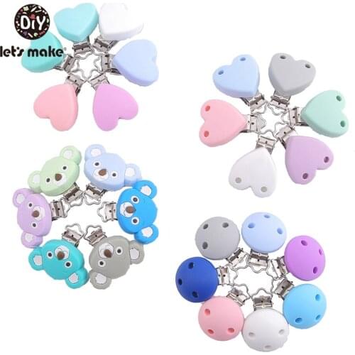Lets Make 10pc silicone bear cartoon metal pacifier clip silicone teether accessories for dummpy holder pacifier chain clips