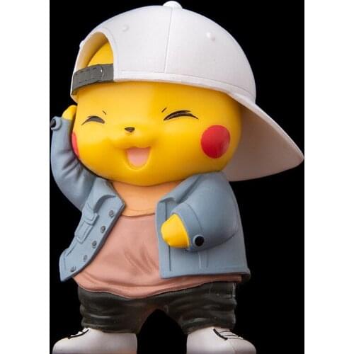 10cm Pokemon Anime Pikachu Go Denim Clothes Action Figure Cosplay Pocket Monsters Decoration Cartoon Model Gift Toys for Kids