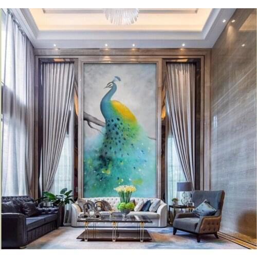 3D Peacock Wall Mural Printed Photo Wallpaper Large Size for TV Background Wall Decor Wall Papers papier peint Hallway Murals