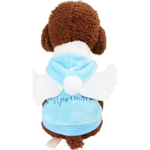 Angel Wings Pattern Autumn Winter Pet Puppy Dog Coats Solid Jacket Warm Fleece Dog Costumes Clothes for Small Dogs Cats
