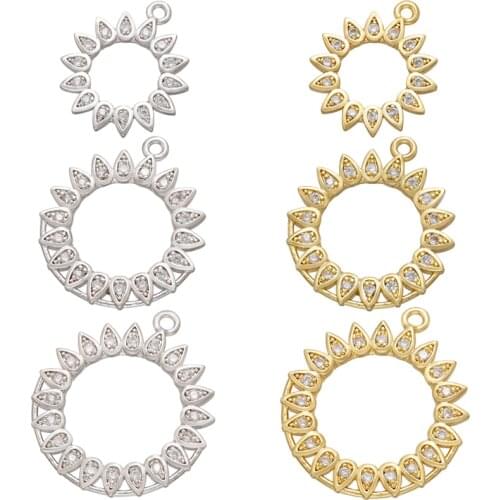 ZHUKOU big/small gold/silver color Round Sun earrings charms for DIY jewelry accessories Supplies pendant Accessories VD769