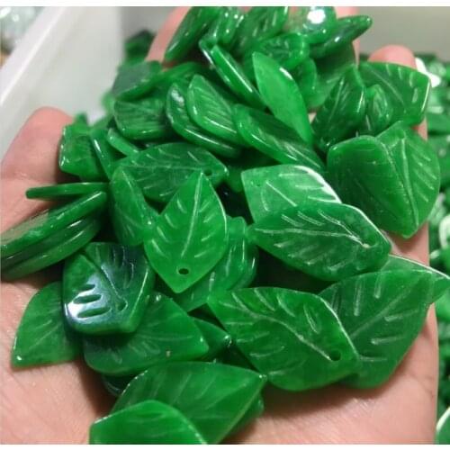 10pc Natural A Green Jade Leaf Beads DIY Bracelet Bangle Charm Jadeite Jewellery Fashion Accessories Amulet Gifts for Women Men