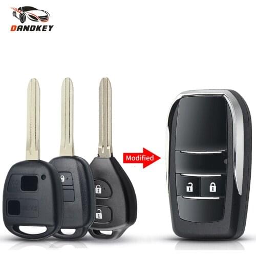 Dandkey Modified Remote Car Key Case For Toyota Camry 40 Corolla Scion RAV4 Avlon Reiz 4Runner Avlo 2/3 Button Folding Key Shell