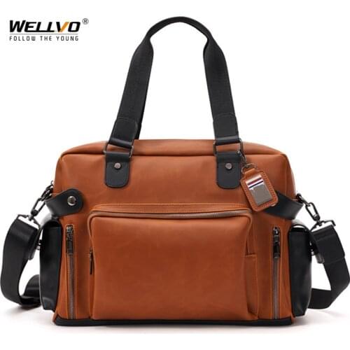 Business Travel Bag Classic Handbag PU Leather Men Shoulder Bags Male Briefcase Tote Luggage Computer Bag sac de voyage New X71C