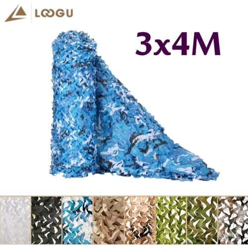LOOGU 8 colors 3*4M Reinforced Military Camouflage Net White Black Army Green Sand Hunting Outdoor Camo Netting 3x4M 3*4 3x4 4x3