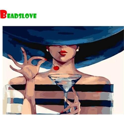 Paint By Number 5D Diamond Embroidery Mysterious Woman diy diamond painting cross stitch full round drill mosaic home decor