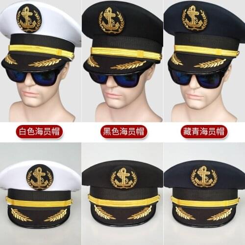 Navy Captain Cap Captain Cap Seaman Big Cap Stage Performance Hat Mens Fedora Hat 2020
