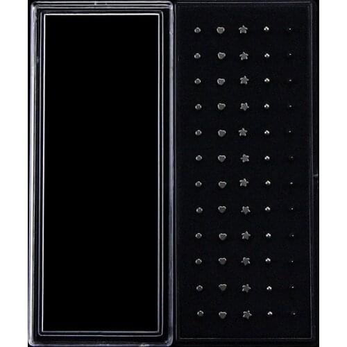 60pcs/pack Surgical Steel L Shape Nose Stud Pack Crystal Straight Stud Nose Ring Set Nose Stud Lot Piercing Nariz Pin