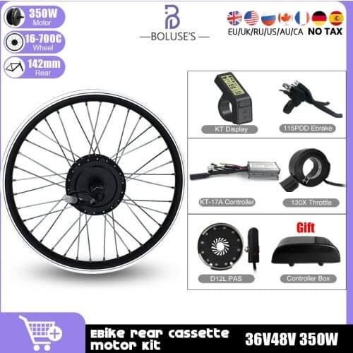 Ebike Hub Motor Kit 36V48V350W Rear Cassette Brushless Gear Hub Motor Wheel 16-29Inch700C For Bicycle Electric Conversion Kit