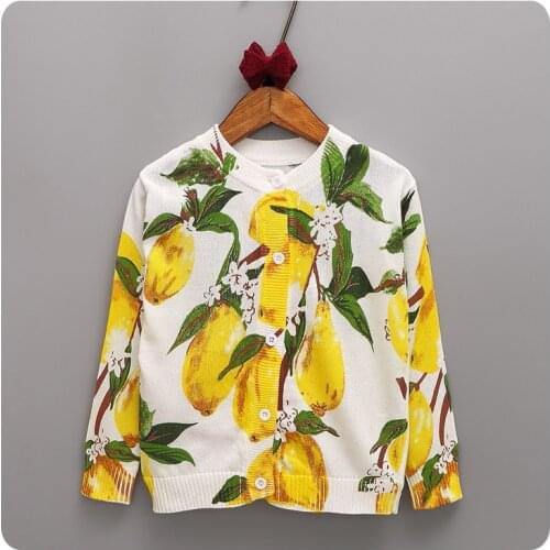 Korean Childrens Garment Autumn New Pattern Girl Baby Classic Lemon Sweater Loose Coat Unlined Upper Garment Jacket Cardigan