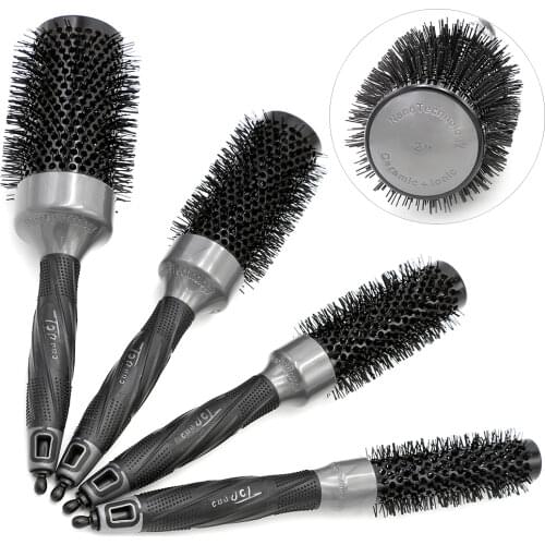 4 Sizes Salon Styling Tools Round Hair Comb Hairdressing DIY Curling Brushes Barber Accessories Ceramic Iron Barrel Comb