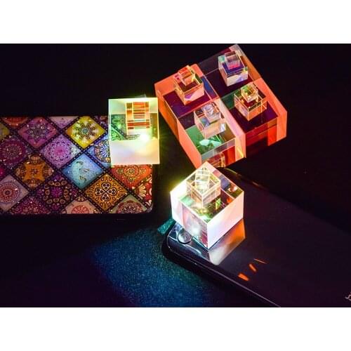 Meterk X-Cube RGB Splitter Combiner Dispersion Optical K9 Prism Six-Sided Bright Light Stained Glass Prism 20*20*20mm Prism