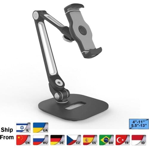 Multifunction 360 Rotation 4-13 inch Tablet PC Stand/ Mobile Phone Holder Metal Base Universal Foldable Lazy Tablet Support 205D