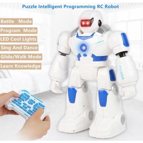 Multi-Function Puzzle RC Robot Smart Programming Glide Walk Switch Battle Mode Sing Dance Cool Light Education RC Toy HC0276