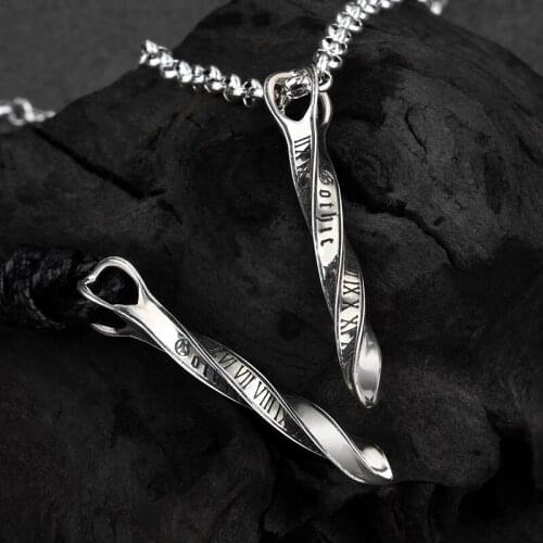 Time Spear Mobius ins fashion mens and womens pendant sterling Silver Necklace