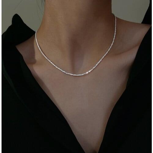 Soft Choker Necklace Simple Strip Geometric Cubic Zircon Necklace Silver Color Clavicle Chain Charm Necklace For Women