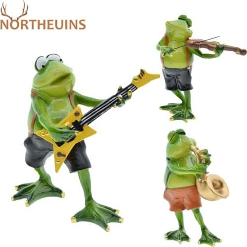 NORTHEUINS Resin 1 Pcs Frog Band Figurines Nordic Home Decoration Accessories Creative Modern Statue Souvenirs For Music Lovers