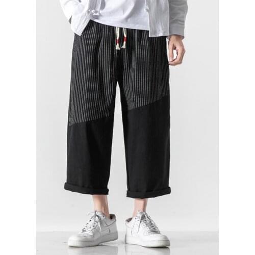 New Mens Harem Pants Elastic Waist Joggers Trousers Pockets Long Pants Male 2021 Patchwork Streetwear Men Casual Pants 5XL