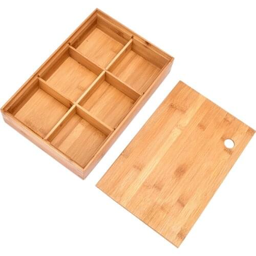 Pantry Storage Organizer Box-6 Divided Sections Decorative Holder for Cookies Baking Items, Oils, Juices, Spices,Packets