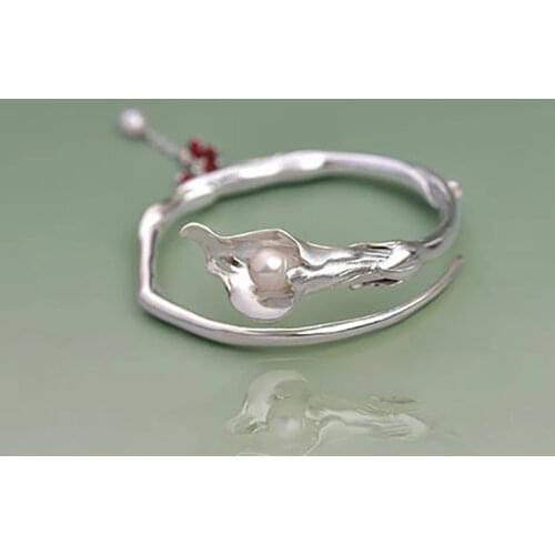 Independent design Chinese style original jewelry handmade pearl charm bracelet women exquisite and elegant silver jewelry