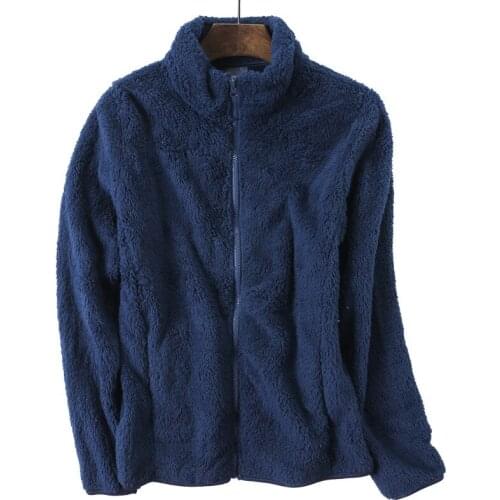 Palenda 2020 Winter Outdoor Polar Fleece Womens Thick Warm Collar Cardigan Coral Velvet for Male Fleece Sweater Jacket Liner