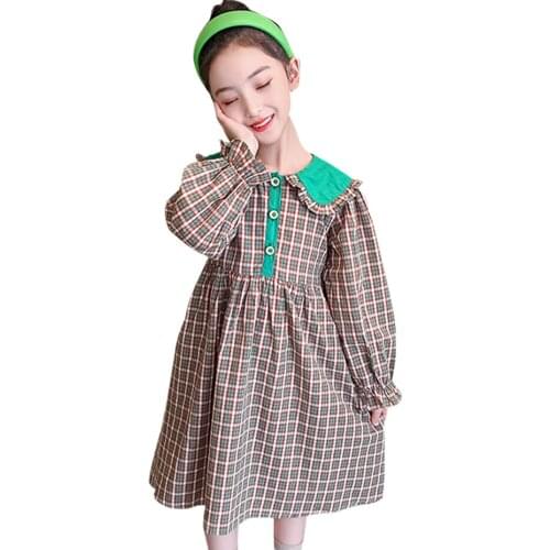Dress Girl Solid Color Girl Dress Patchwork Children Party Dress Spring Autumn Childrens Clothing 6 8 10 12 14