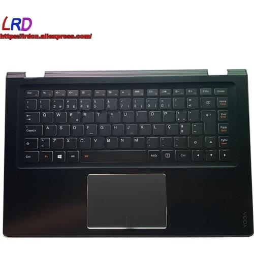 PT Portuguese Backlit Keyboard with Shell C Cover Palmrest Upper Case for Lenovo Yoga 3-1470 Yoga 700-14ISK Laptop 5CB0H35622