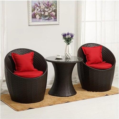 Rattan chairs outdoor furniture garden Relaxing patio furniture set Balcony Tables and chairs Modern and simple threepiece suit