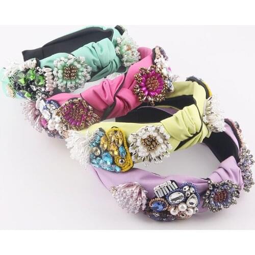 Rhinestone particle flower tassel headband New Fashion Baroque Crystal Diamond Pearl Tassel Personality Hair Accessories 876