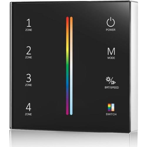 Led RGBCCT Strip Controller Wall Touch Panel 2.4G RF Wireless Remote AAA*2 Battery Power 4 Zones Control With 5 Channel Receiver