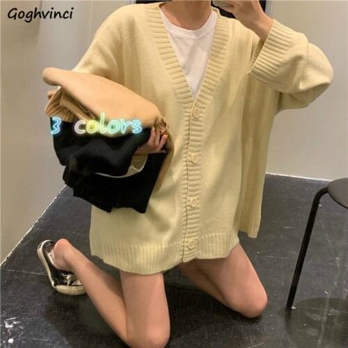 Sweater Women Autumn V-neck Single Breasted Solid Cardigan Spring Korean New Leisure Female Outwear Sweaters Knit All-match Ins