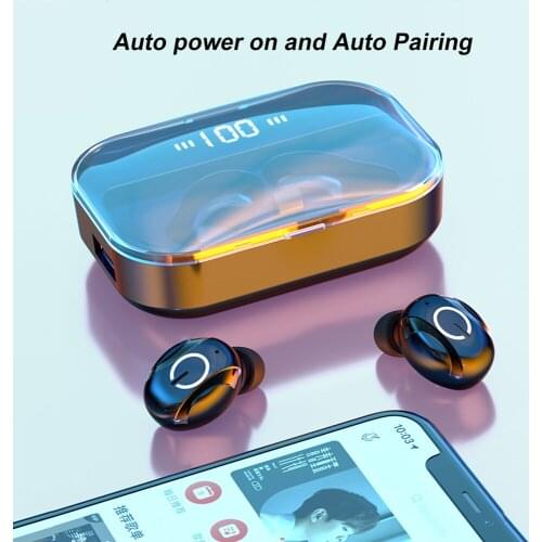 T11 TWS Earphones BT5.0 True Wireless Waterproof Sports Headsets Music Earburds With Mic LED Display USB Output Power Bank