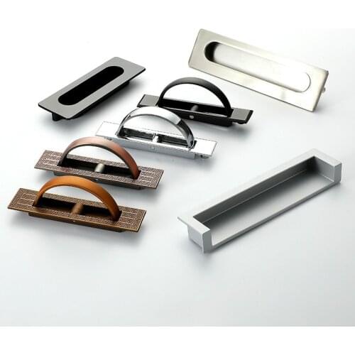 Tatami Hidden Door Handles Zinc Alloy Recessed Flush Pull Cover Floor Cabinet Handle Black Bronze Furniture Handle Hardware