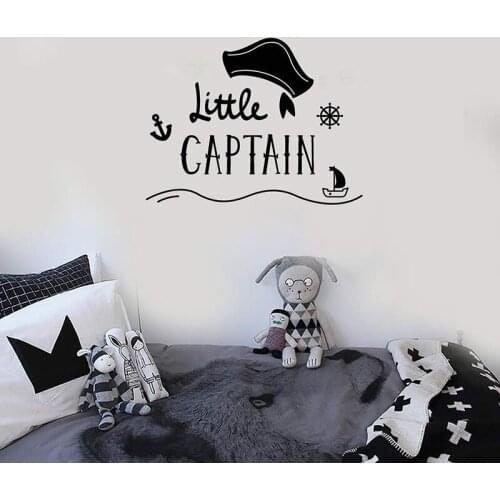 Vinyl Wall Decal Little Captain Kids Room Nautical Art Sailor Decoration Stickers Mural Removable Art Mural For Bedroom L997