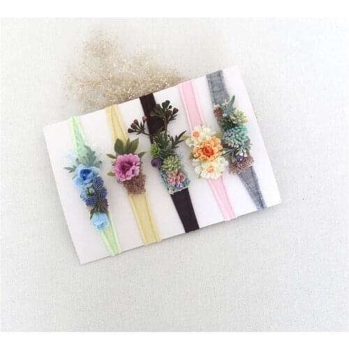 Vintage Infant Headband Stretchy Fabric Newbron Girl Bow Baby Photography Tiebacks Newborn Photo Props