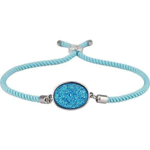 TUMBEELLUWA Colors Crystal Stone Bracelets INS Simple Rope Chain Adjustable Jewelry For Women Girl