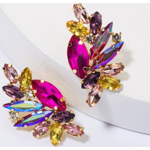 Korean Women Stud Earrings Retro Crystal Earrings Women Earrings Rhinestone Ear Clips Female Jewelry
