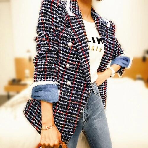 High Fashion Korea Elegance Ladies Woman Jacket New Autumn Winter Jacket Blazer Women Coat Blended Tweed Slim Coat Women SL485