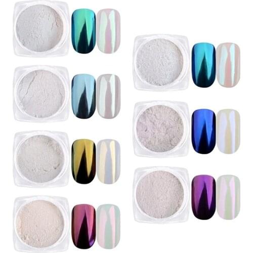 1 Box Mirror Effect Nail Powder Metallic Nail Glitter Holographics Chrome Dust Sparkling Flakes Pigment Manicur Nail Art Decor