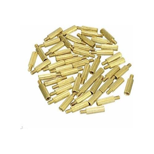 100pcs M2 9+3mm Male Thread Brass Round Standoff Spacer Screw PCB Pillar