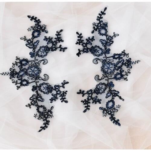 2 Pairs/4 Pieces 8 Colors Embroidery Neckline Collar Lace Applique Sewing On Home Textiles For Headwear Wedding Veil Decoration