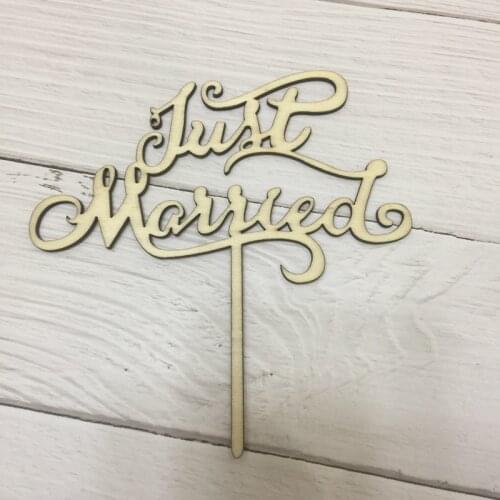20pcs just married wood wedding cake topper