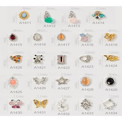 20pcs High Quality Butterfly Star Oval Shape Variety Style Alloy Rhinestone 3D Charm DIY Nail Decoration Accessories