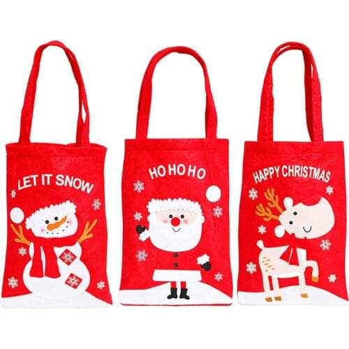 3PCS Christmas Gift Bag Cute Snowman Santa Elk Candy Tote Bag Party Favor Bag Christmas Candy Bag Candy Cookies Holder